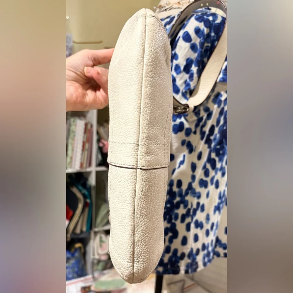 Coach Cream Leather Crossbody Bag with Silver Buckles - Picture 12 of 14